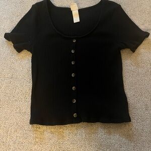 Black Button-Up Women's Top